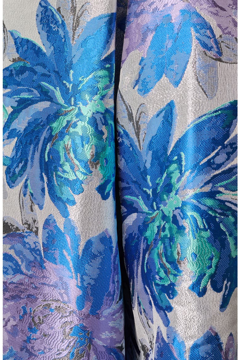 Metallic Jacquard Sleeveless Midi Dress, Alternate, color, BLUE MULTI