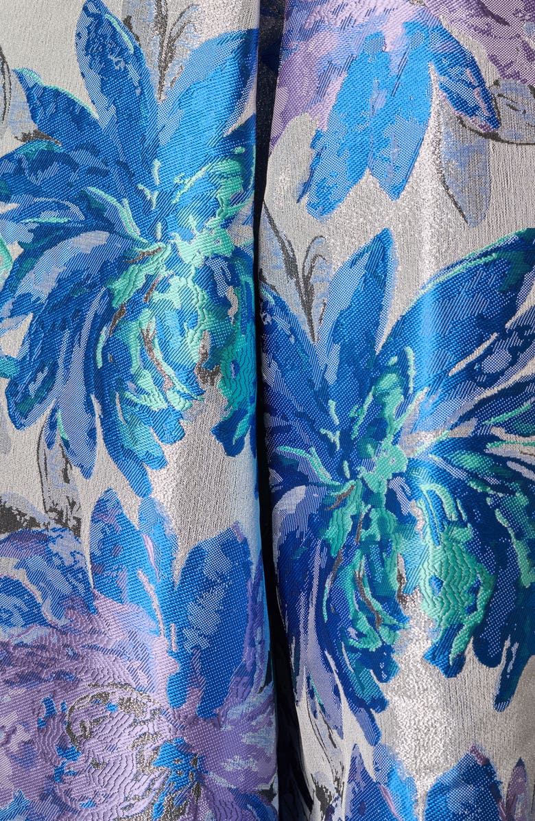 Adrianna Papell Metallic Jacquard Sleeveless Midi Dress, Alternate, color, Blue Multi