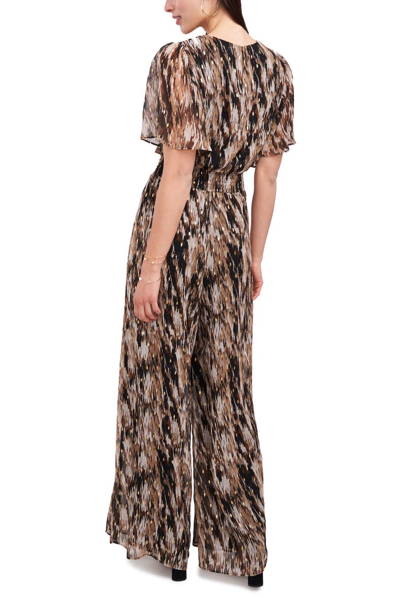 Chaus Metallic Fleck Abstract Print Wide Leg Jumpsuit, Alternate, color, 