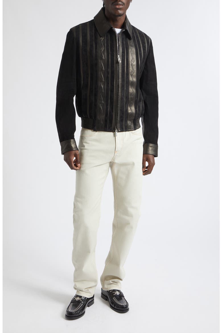 Mixed Media Blouson Jacket, Alternate, color, BLACK