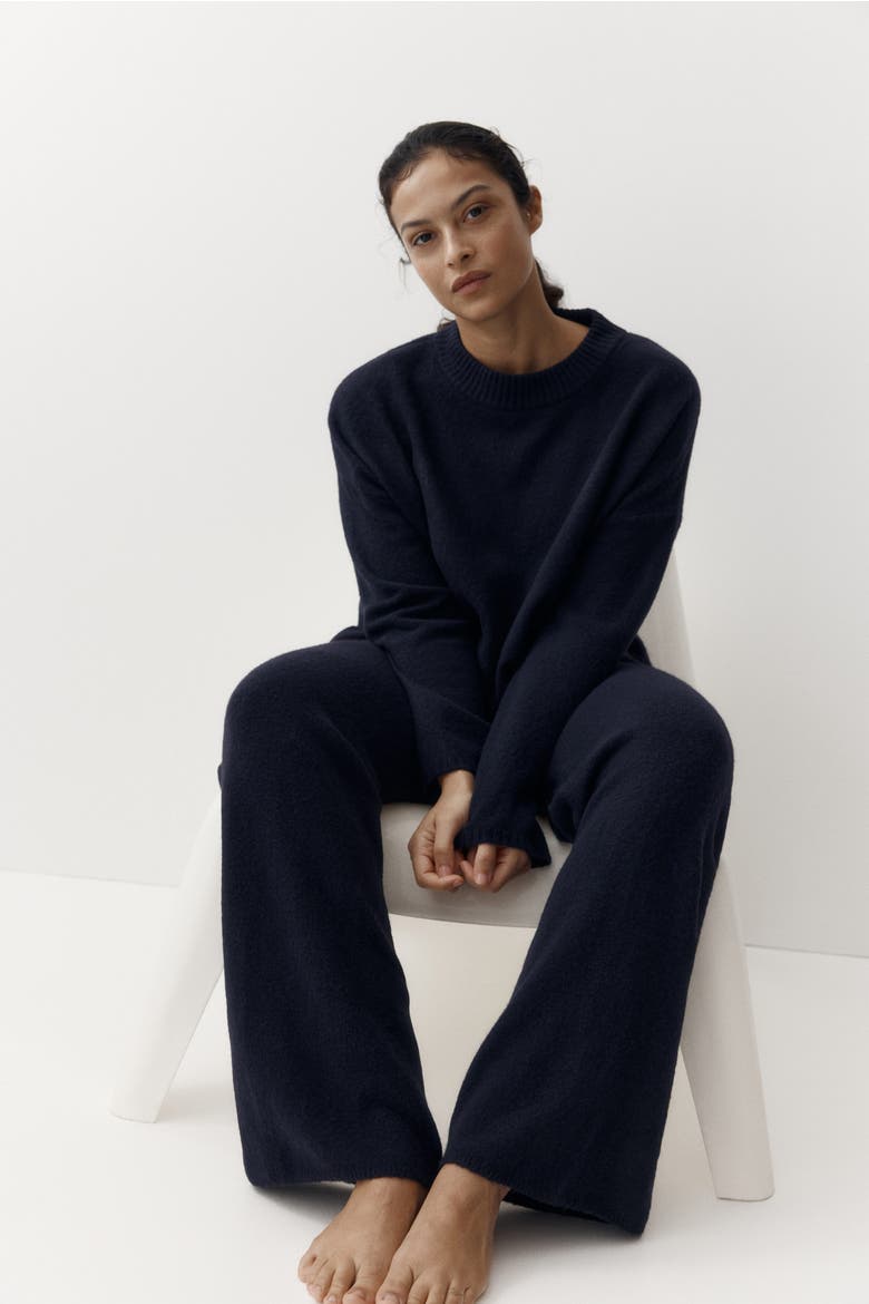 Fine-knit Trousers, Main, color, Navy blue