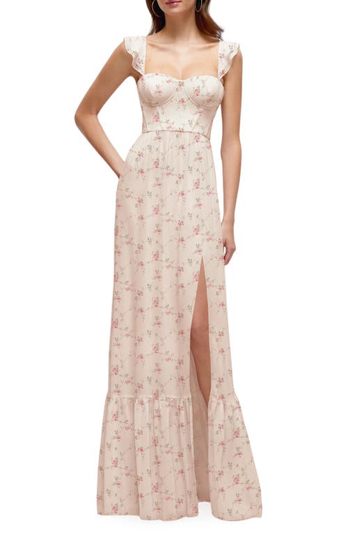 Dessy Collection Bustier Maxi Dress In Coquette Floral Print