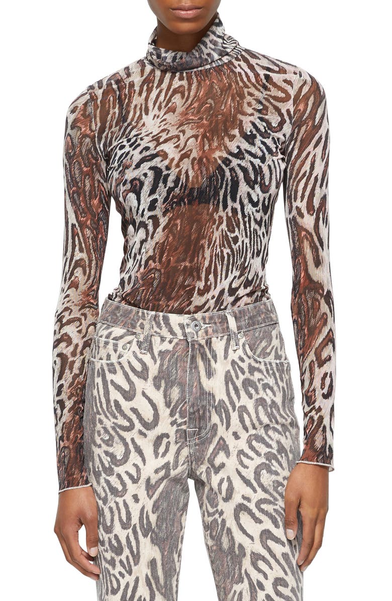 Jonathan Simkhai Standard Asher Mesh Turtleneck Top, Main, color, 