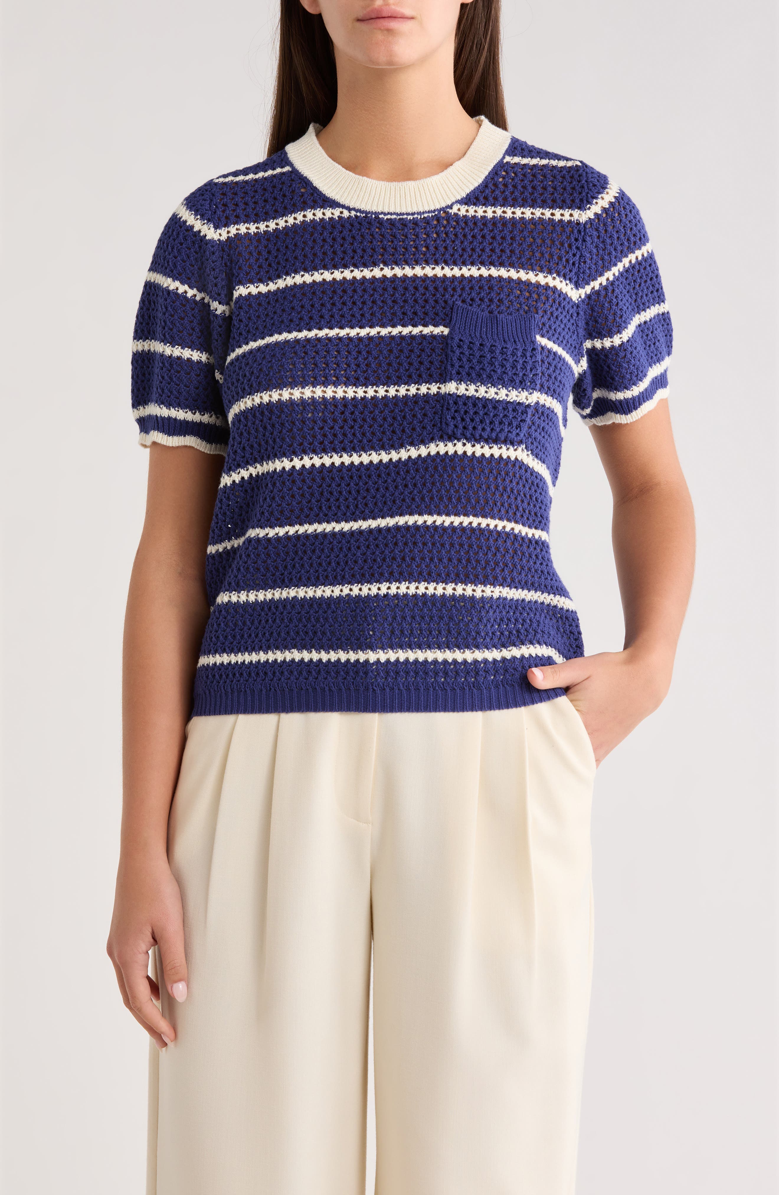 Dannah Stripe Open Knit Sweater