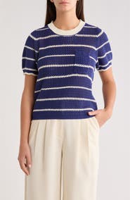 SUGARLIPS Dannah Stripe Open Knit Sweater