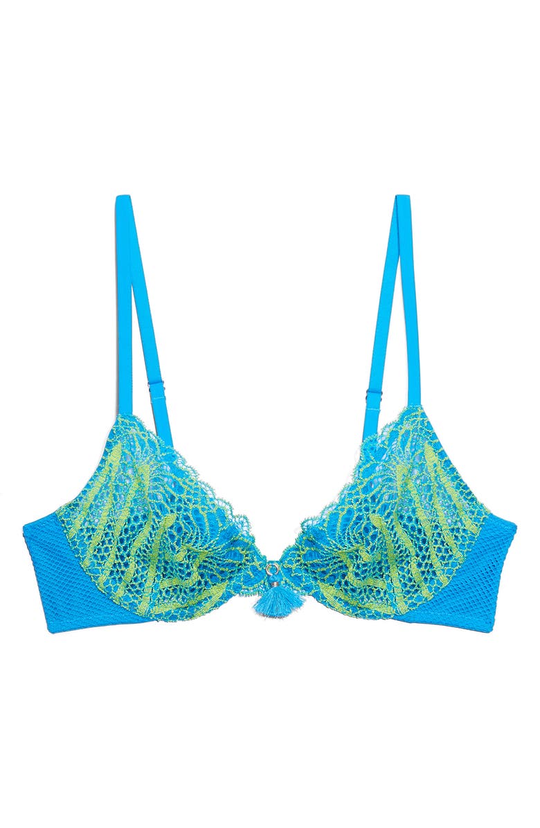 SAVAGE X FENTY Stranded in Lace Plunge Bra, Main, color, Surf Blue