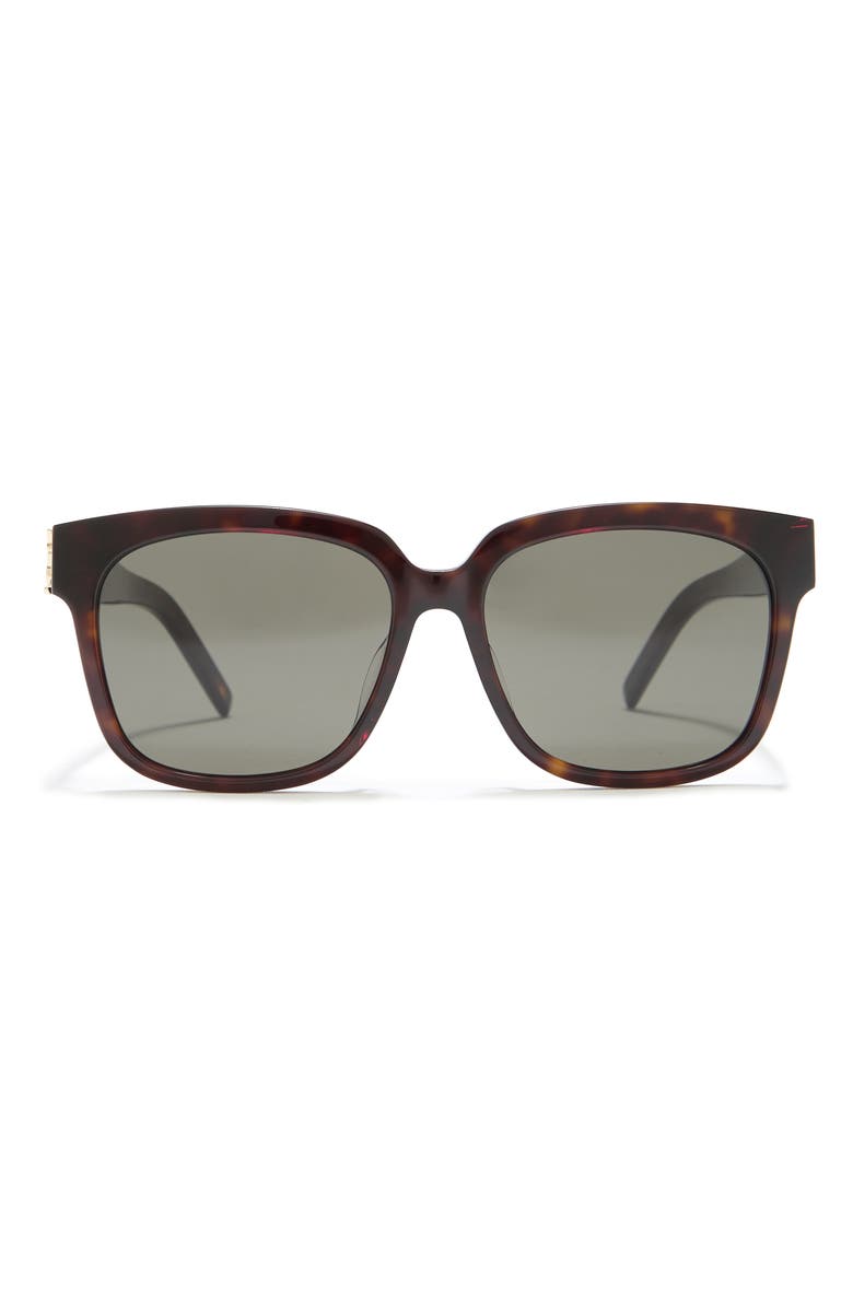 Saint Laurent 55mm Square Sunglasses, Main, color, Havana Havana Grey