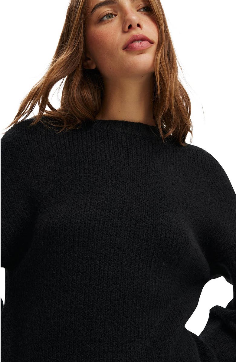 Cotton On Women's Luxe Crew Sweater, Alternate, color, Black