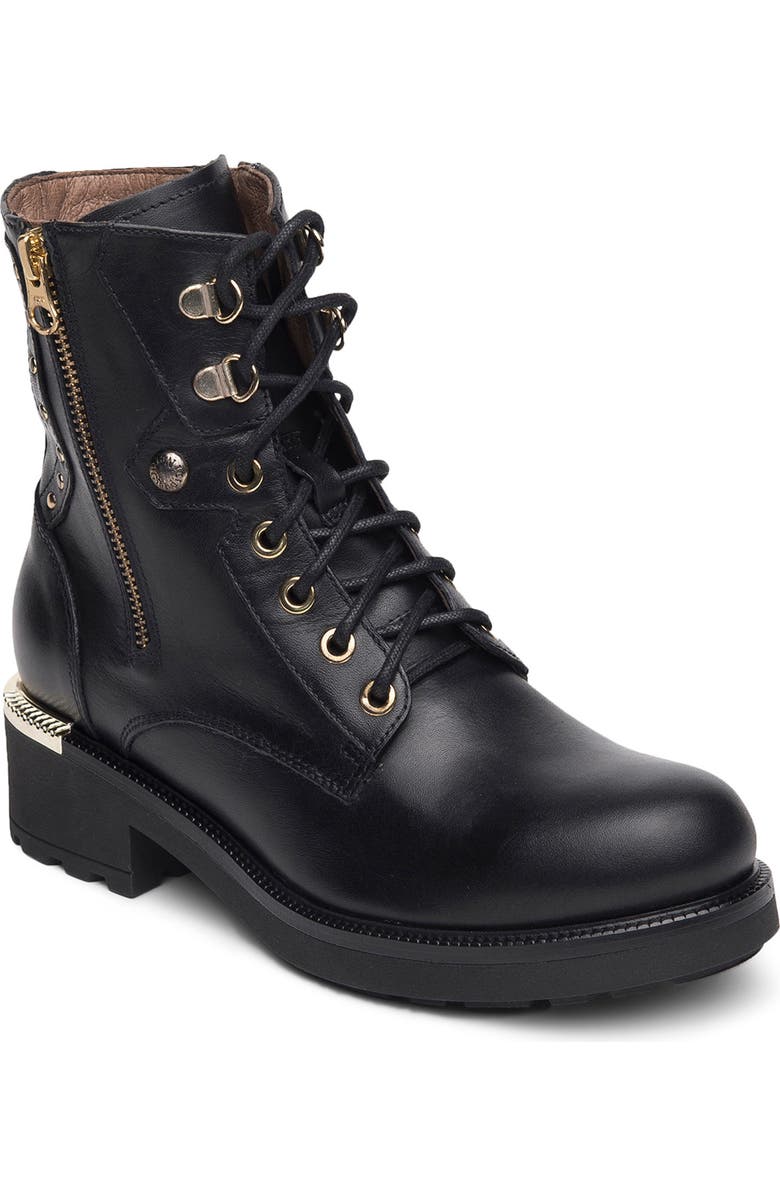 NeroGiardini Dual-Zip Leather Combat Boot, Main, color,
