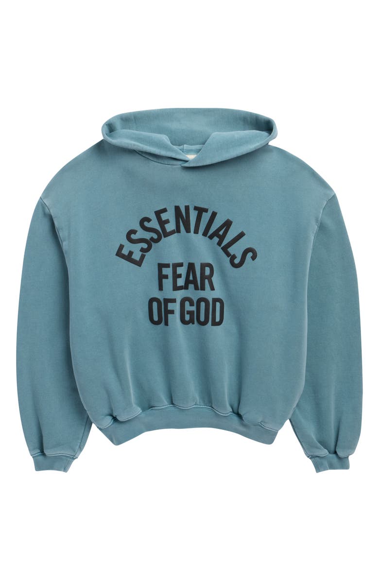 Fear of God Essentials Kids' '90s Campus Logo Graphic Hoodie, Main, color, Faded Coastal