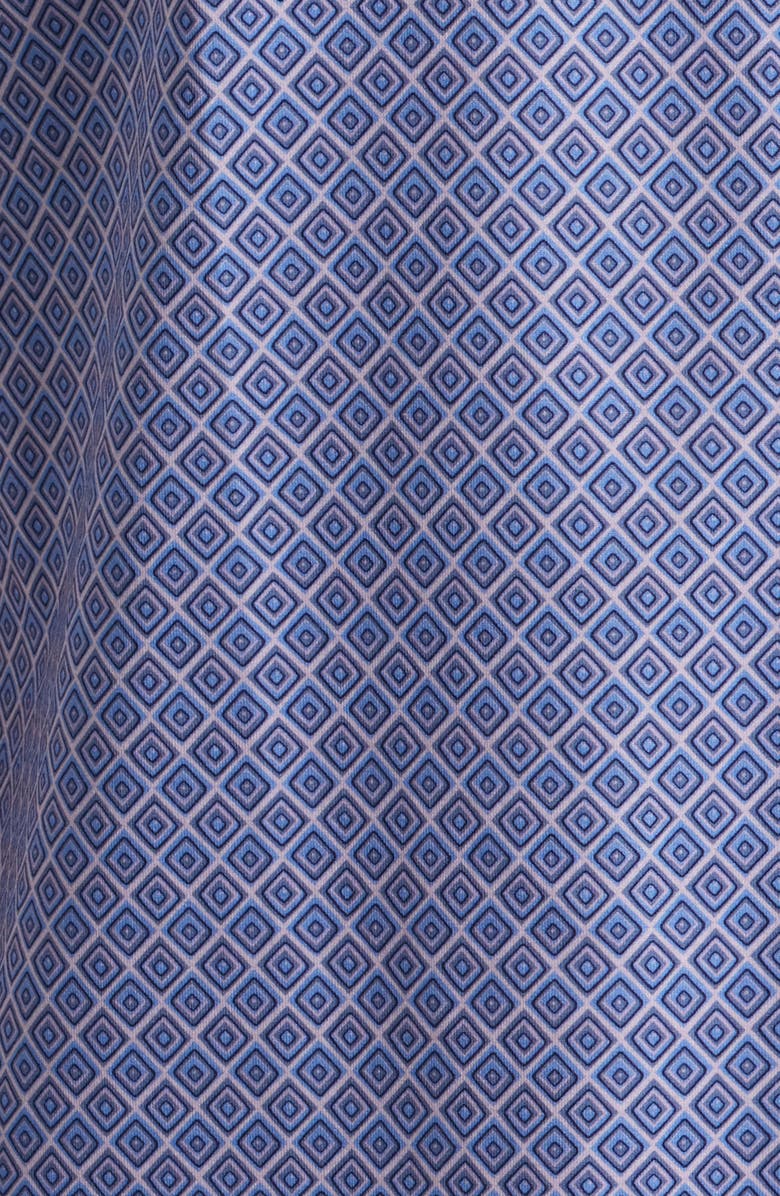 Bugatchi Miles OoohCotton<sup>®</sup> Geometric Print Short Sleeve Button-Up Shirt, Alternate, color, Peacock