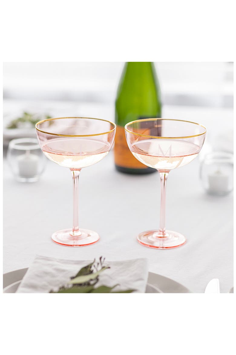 Monogram Set of 2 Champagne Coupes, Alternate, color, BLUSH - L