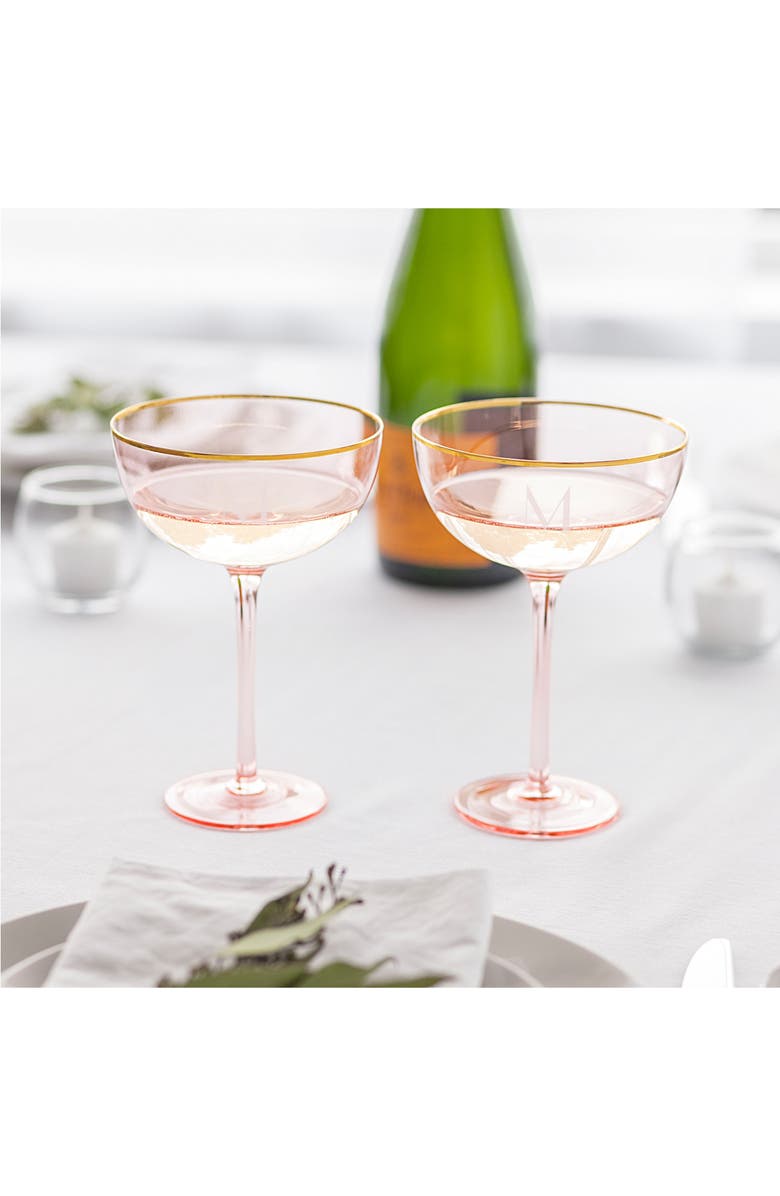 Cathy's Concepts Monogram Set of 2 Champagne Coupes, Alternate, color,
