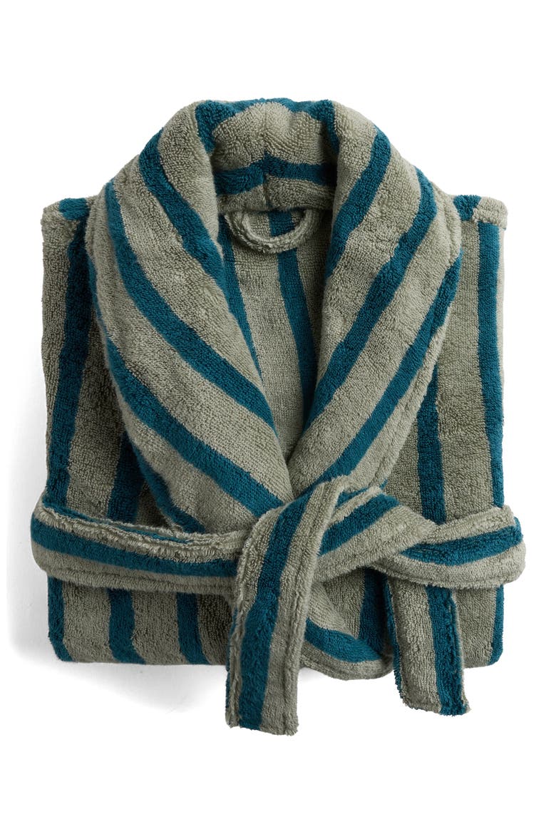 Turkish Cotton Stripe Robe, Alternate, color, MOSS AND PEACOCK