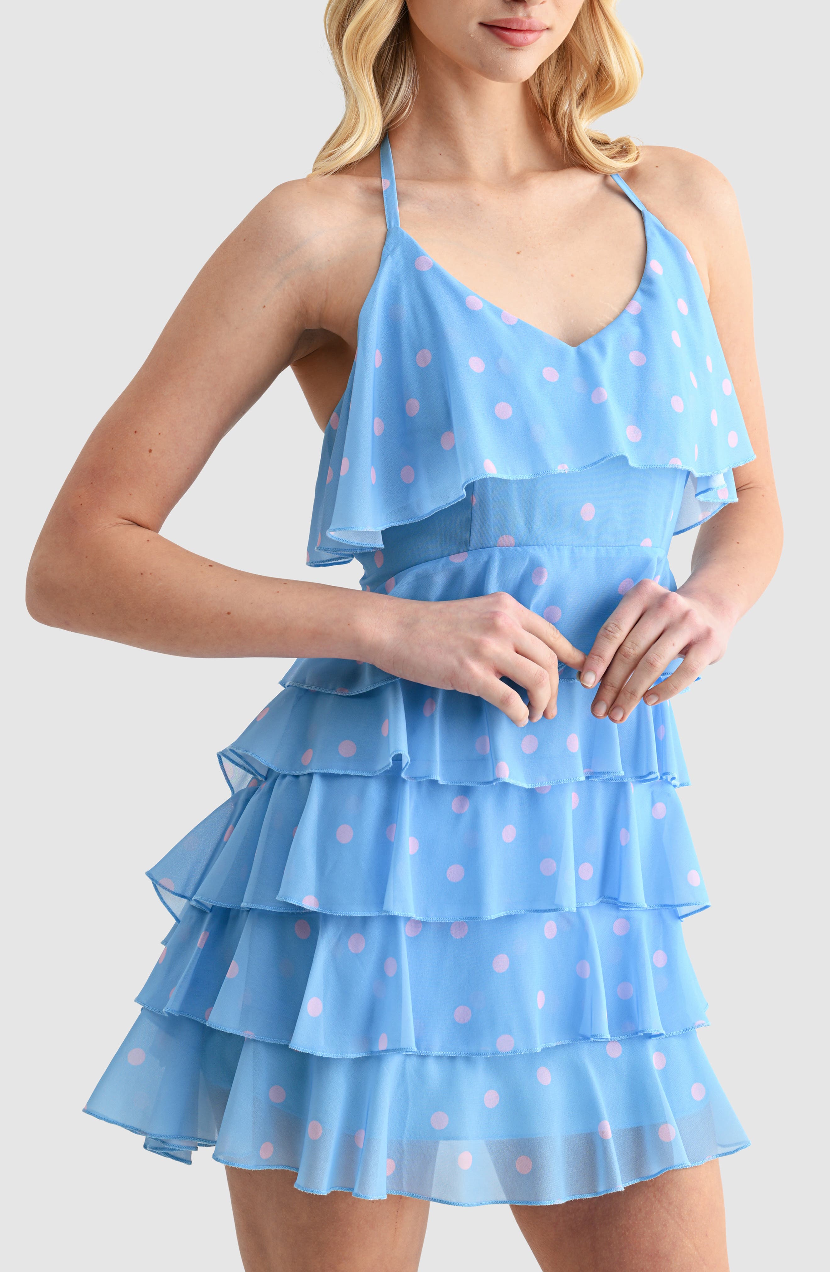 Lush Halter Neck Ruffle Minidressx