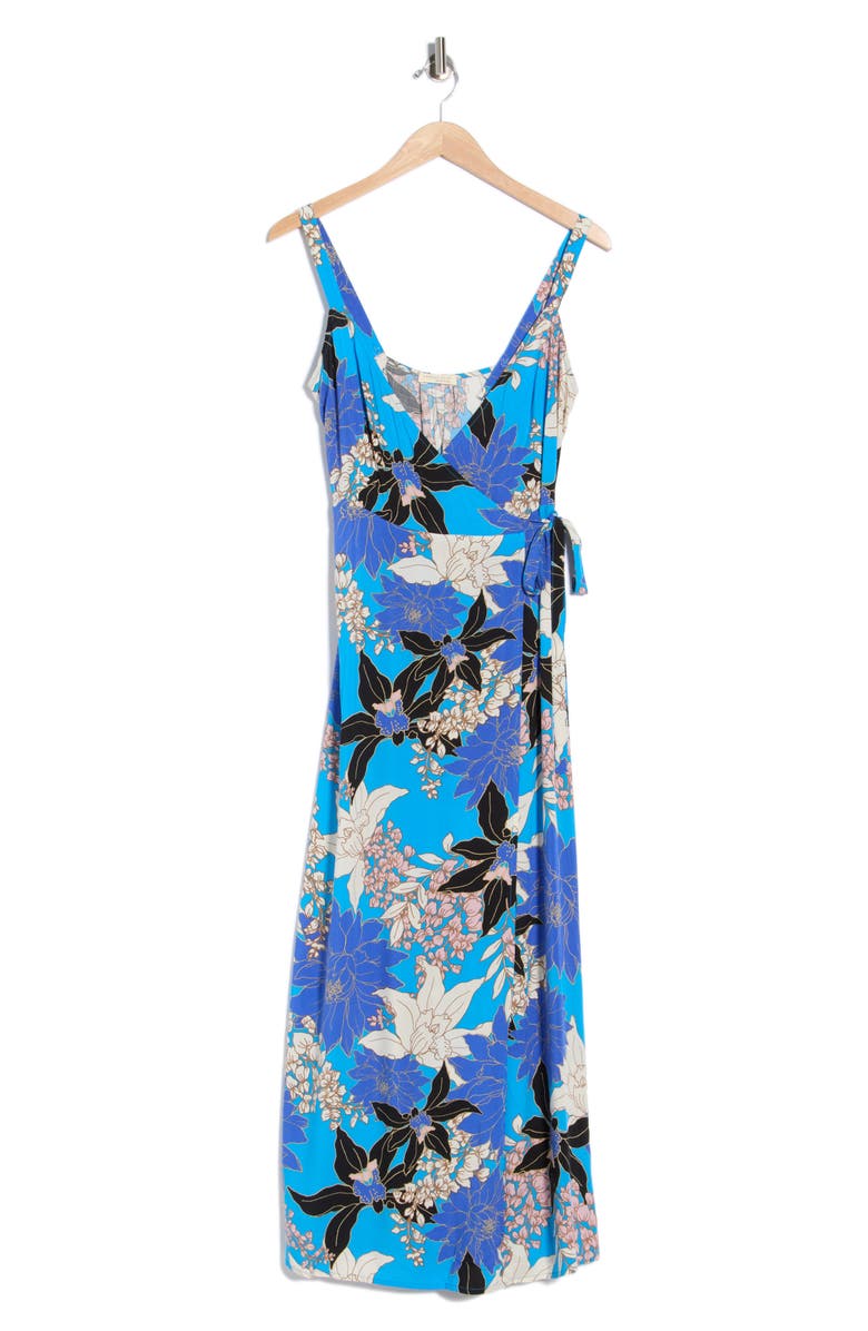 Lovestitch Maxi Wrap Dress, Alternate, color, Turquoise/ Black