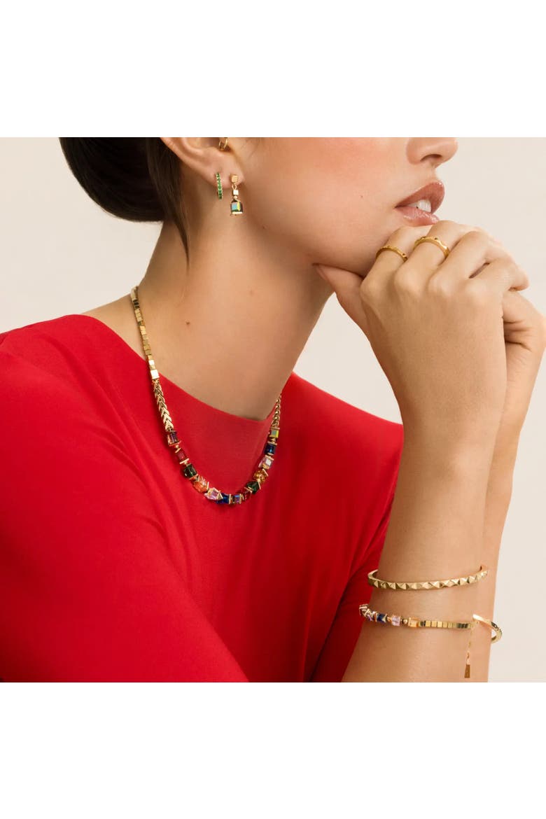 Sparkling Cubes Fusion Chain Gold Necklace, Alternate, color, Multicolor