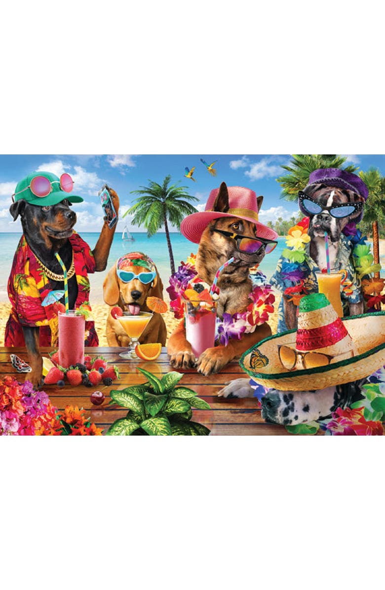 Anatolian Dogs drinking smoothies on a tropical beach 1000 piece Jigsaw Puzzle for Adults, Alternate, color,