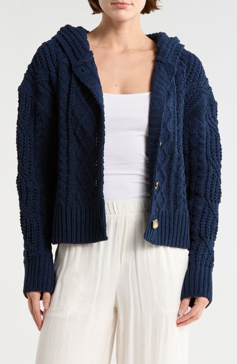 Cable Knit Hooded Cardigan