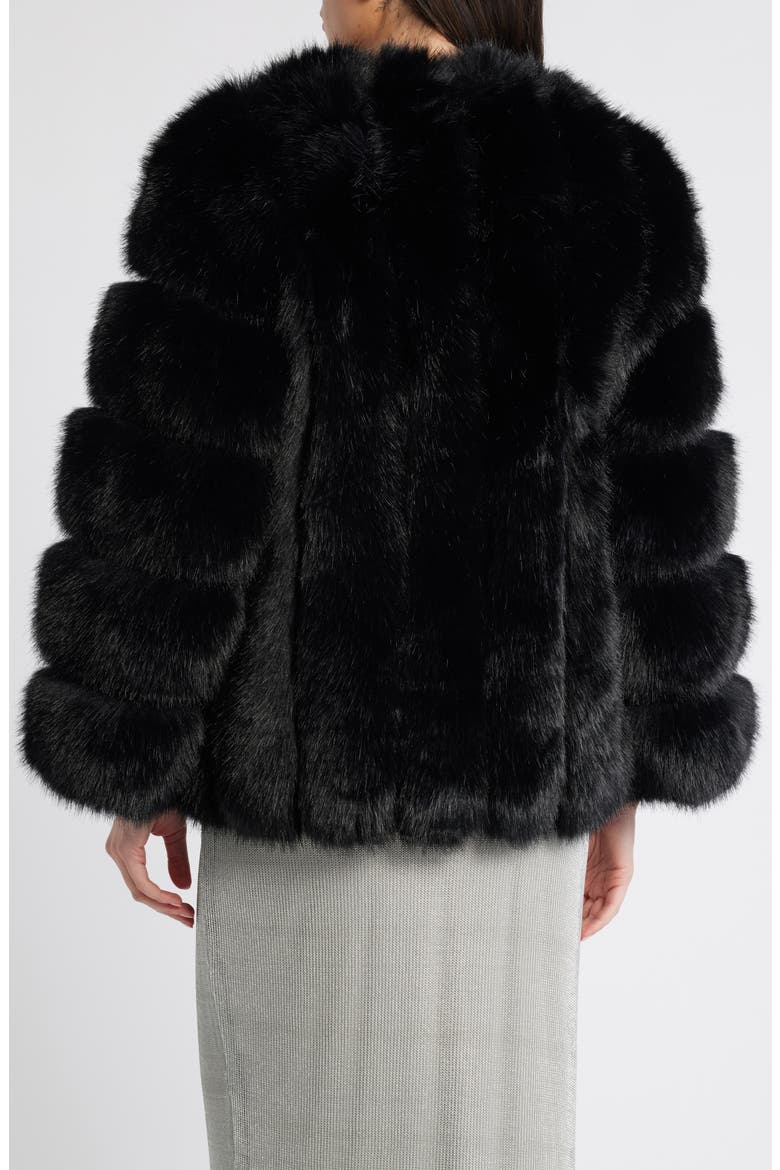 Faux Fur Jacket, Alternate, color, BLACK
