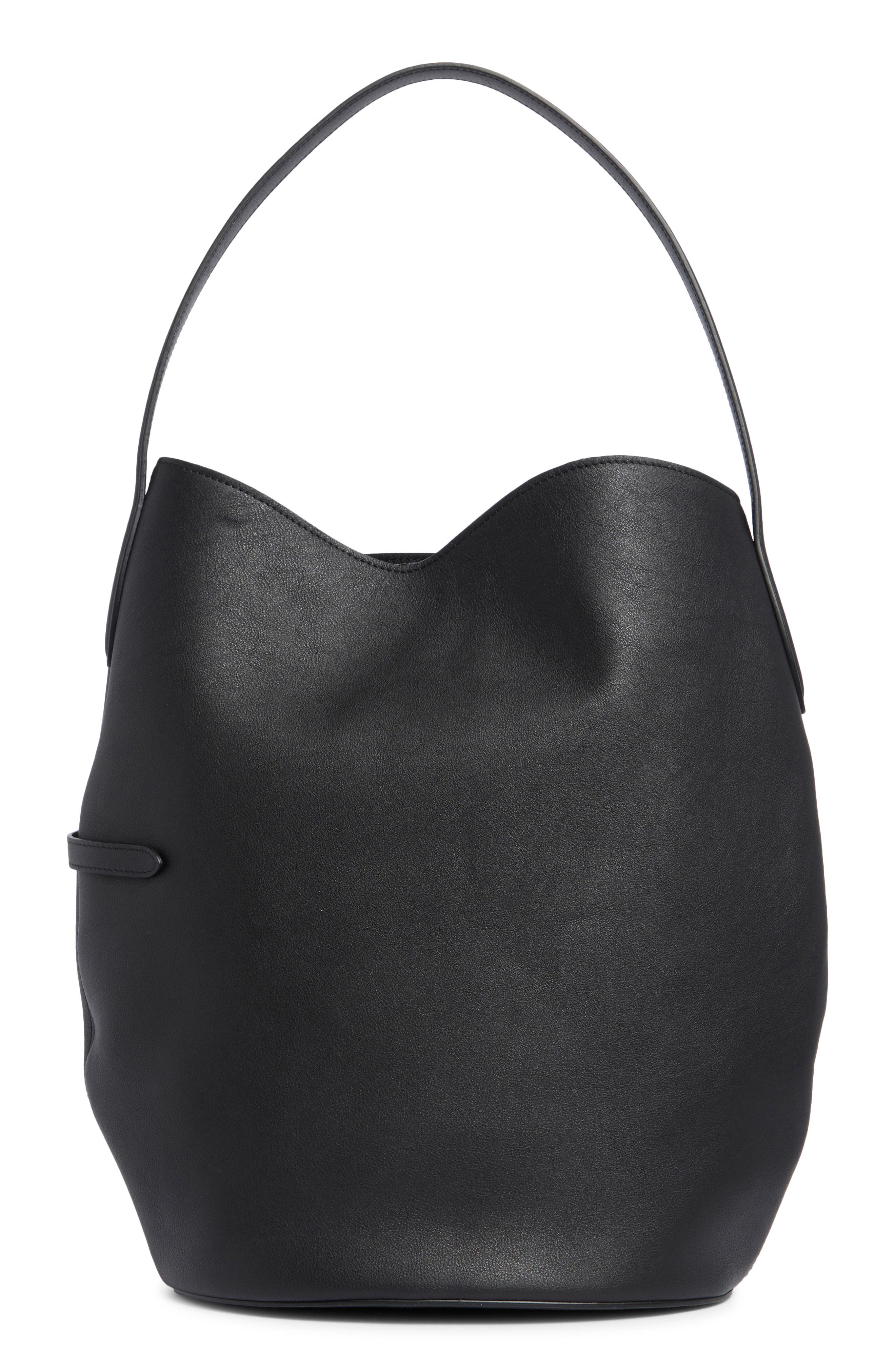 LIFFNER Large Belted Calfskin Bucket Bag, Alternate, color, Black