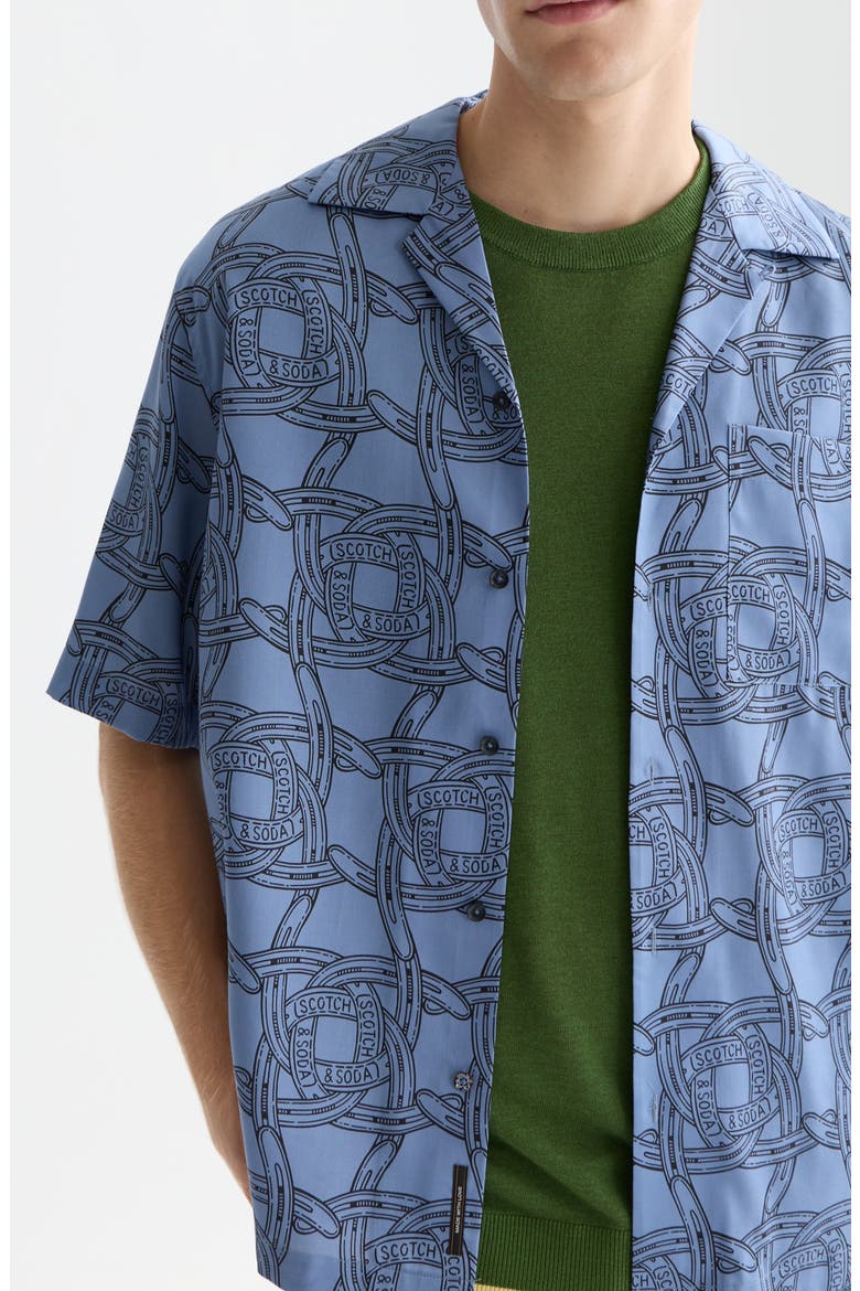Horseshoe Print Camp Shirt, Alternate, color, HORSESHOES INFINITY