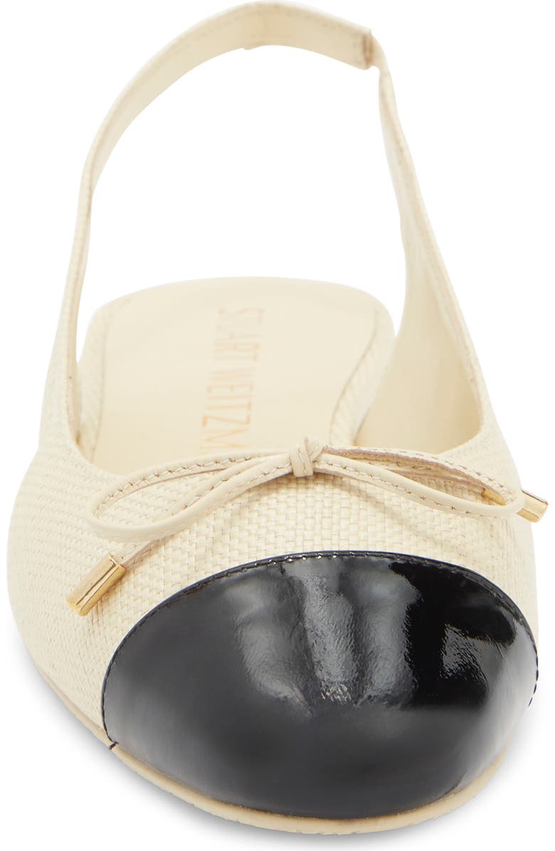 Stuart Weitzman Sleek Bow Slingback Flat, Alternate, color, Natural/ Black