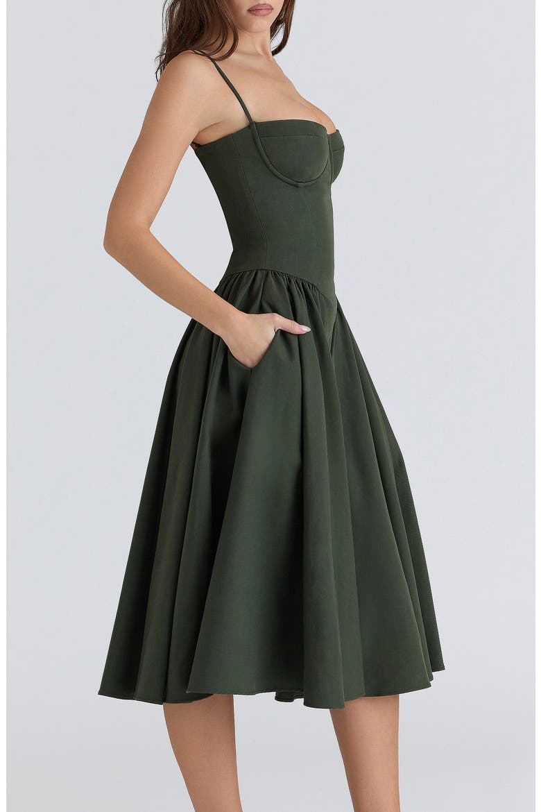 Samaria Fit & Flare Midi Cocktail Dress, Alternate, color, EMERALD GREEN