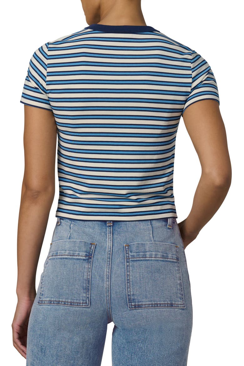 The Baby Stripe Stretch Cotton Modal T-Shirt, Alternate, color, ECRU/ AZURE STRIPE