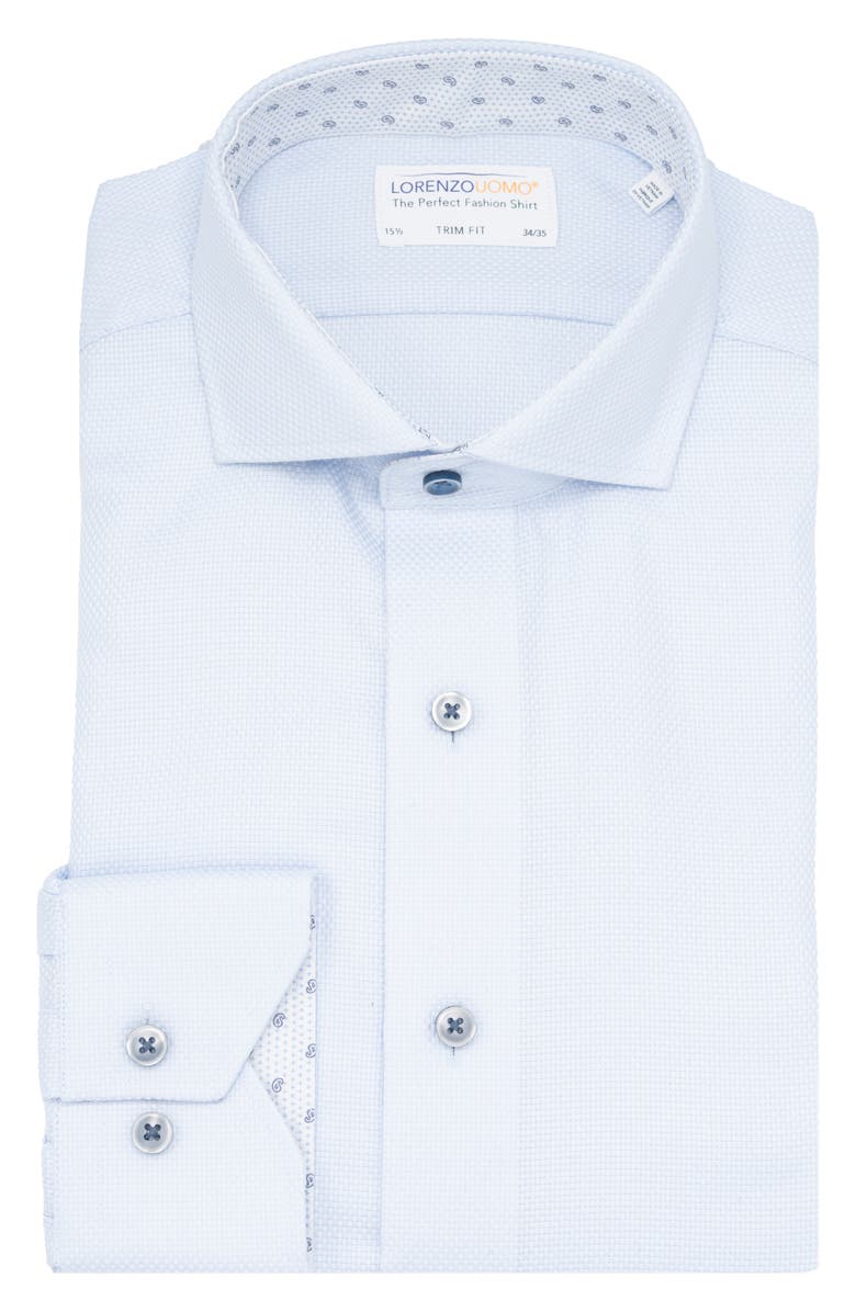 Lorenzo Uomo Trim Fit Textured Cotton Dress Shirt, Main, color, Light Blue