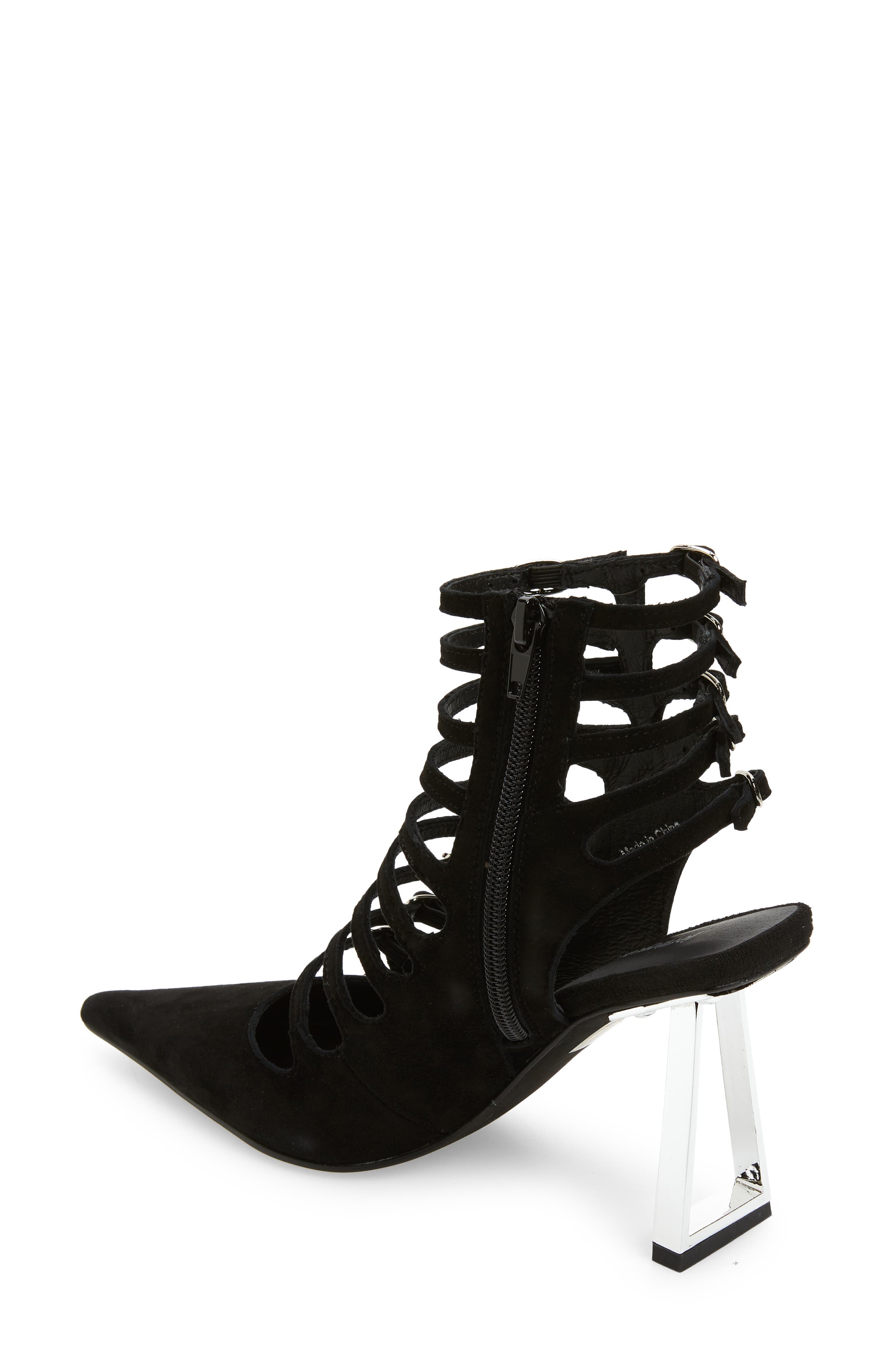 Jeffrey Campbell Cage Buckle Strap Pointed Toe Bootie, Alternate, color, 