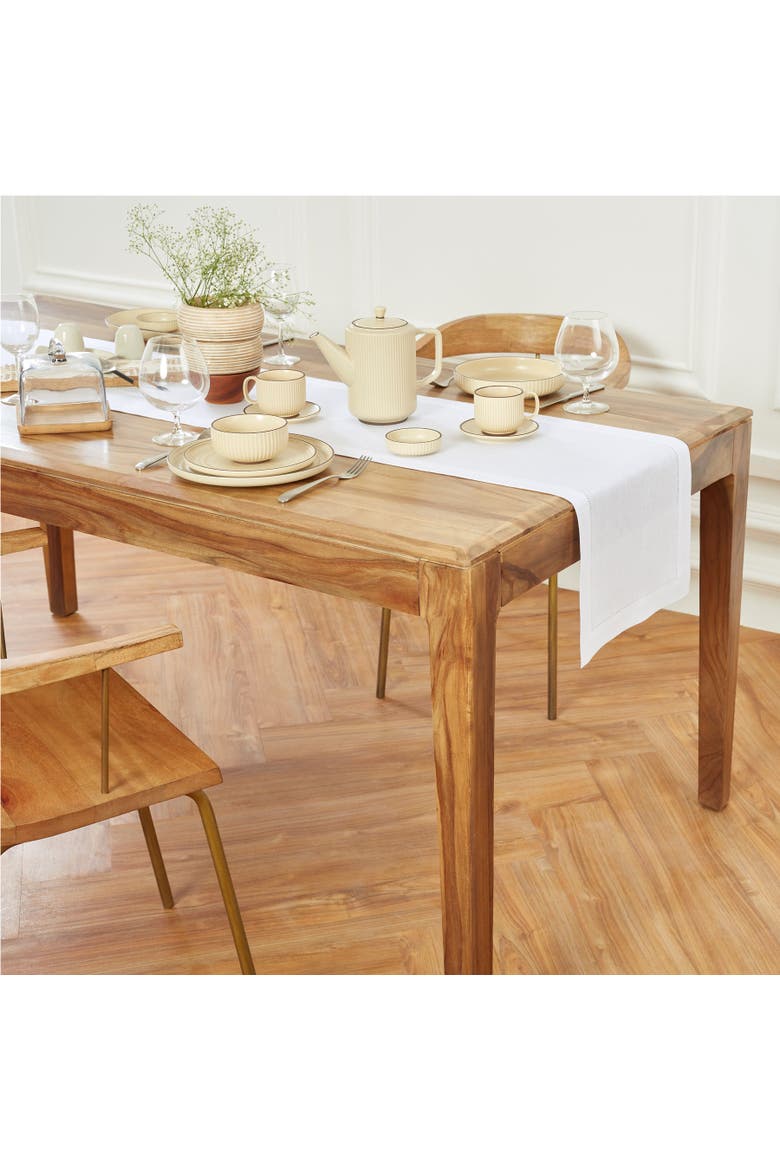 Linen Table Runner - Medium Weight Hemstitch, Main, color, White