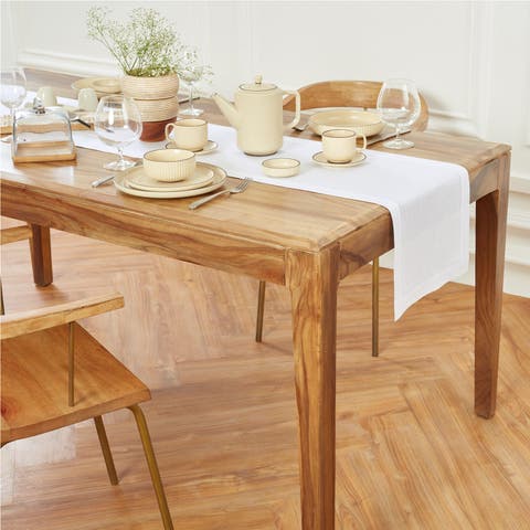 Linen Table Runner for Dining Table, Holiday and Everyday Table Decor - Medium Weight Hemstitch