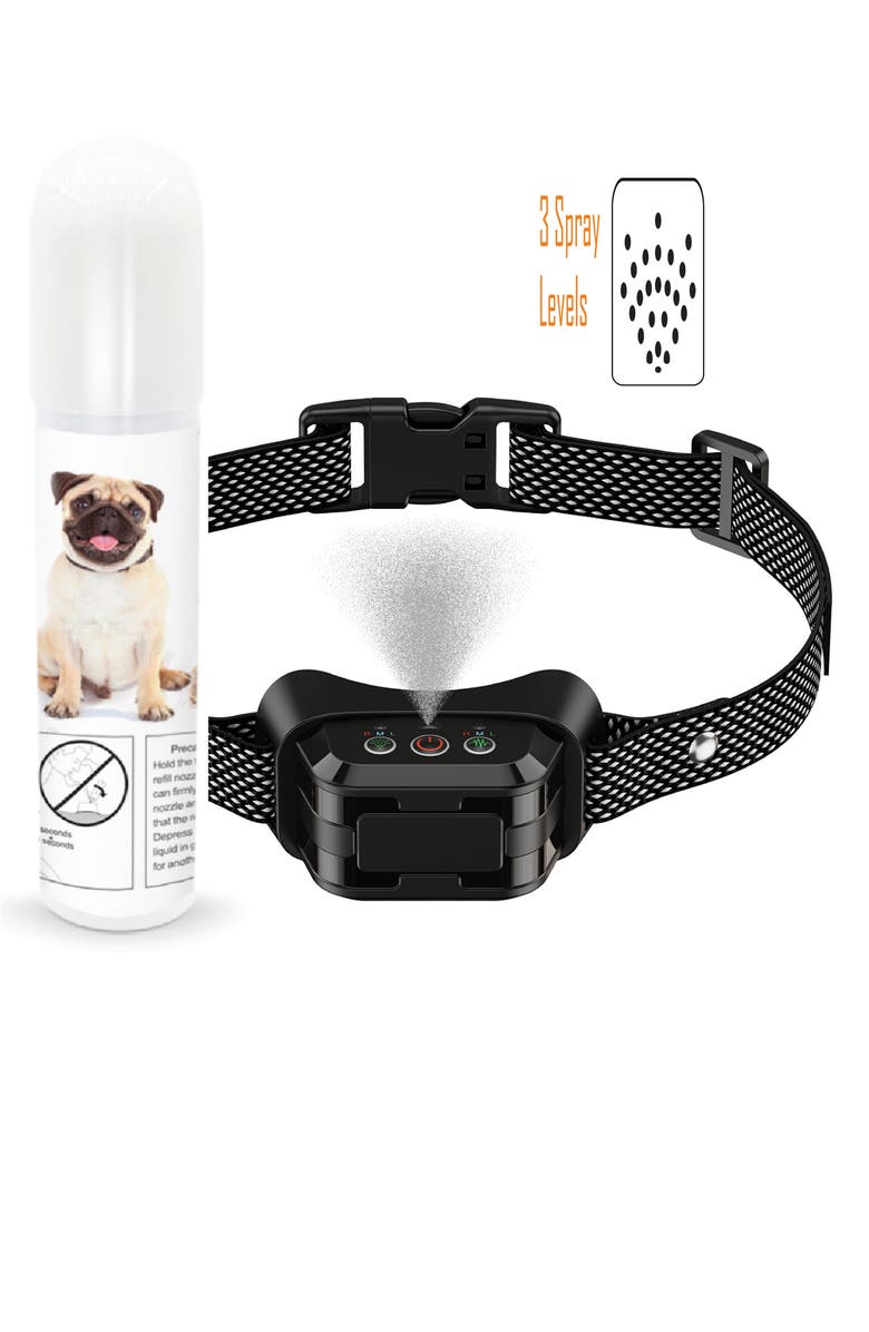 PET LIFE Bark-Myst 3-Level Sensitivity of Spray and Tone Anti-Bark Dog Collar, Main, color, Black