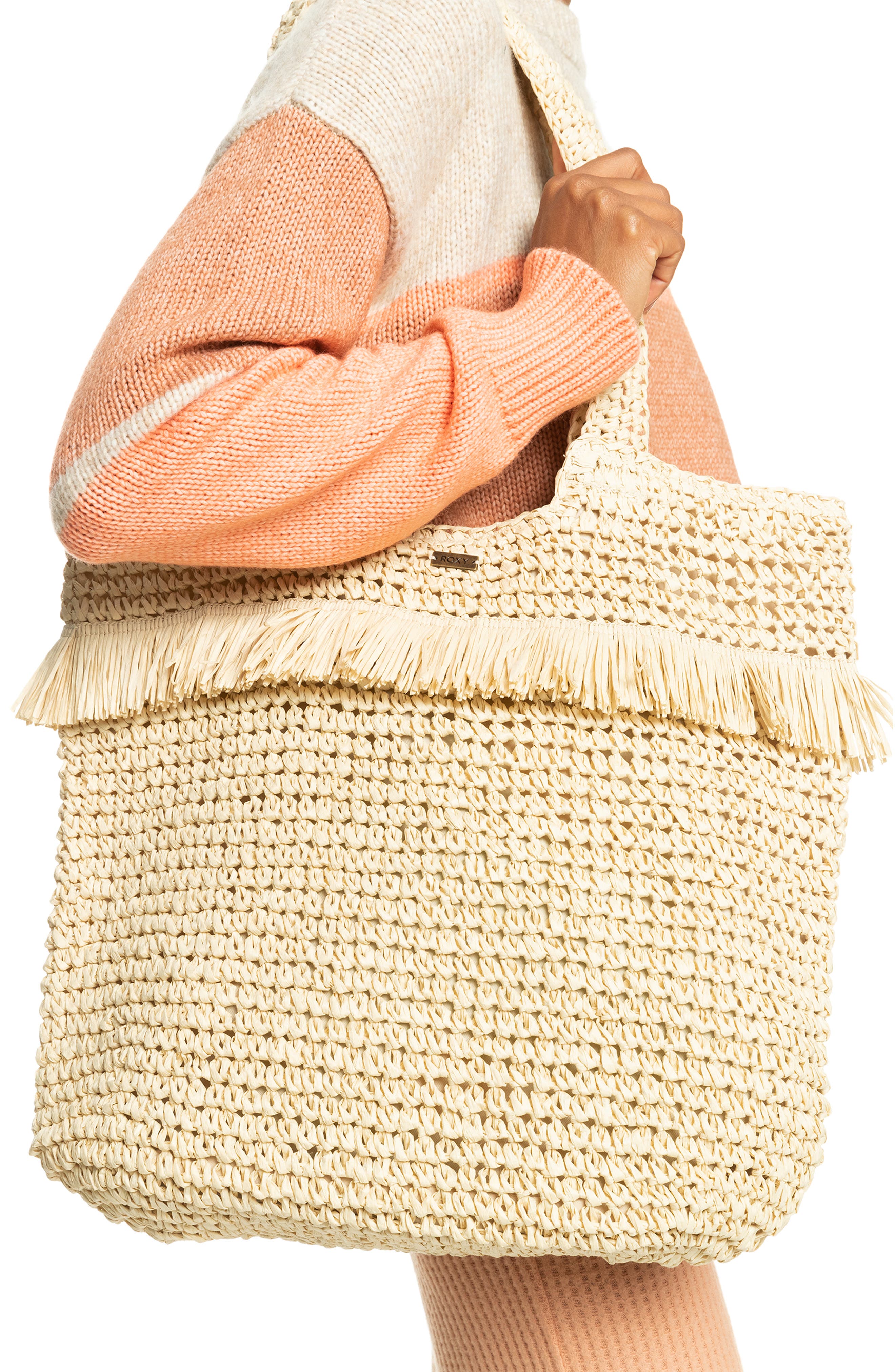 Roxy Jungle Jack Straw Tote, Alternate, color, 