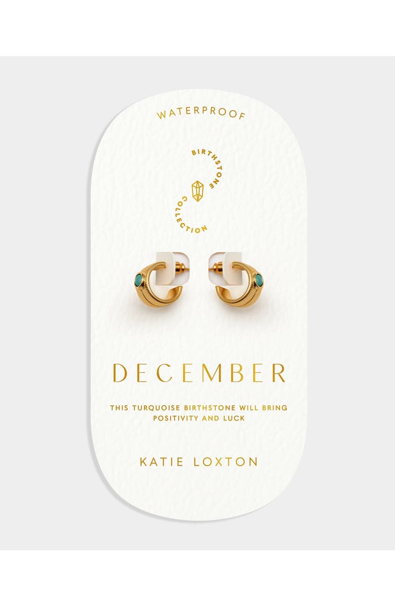 Katie Loxton 'December' Waterproof Gold Birthstone Hoop Earrings, Alternate, color, December