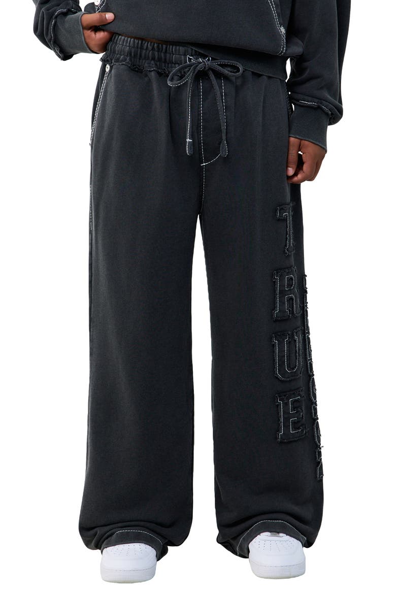 Big T Appliqué Baggy Sweatpants, Main, color, JET BLACK