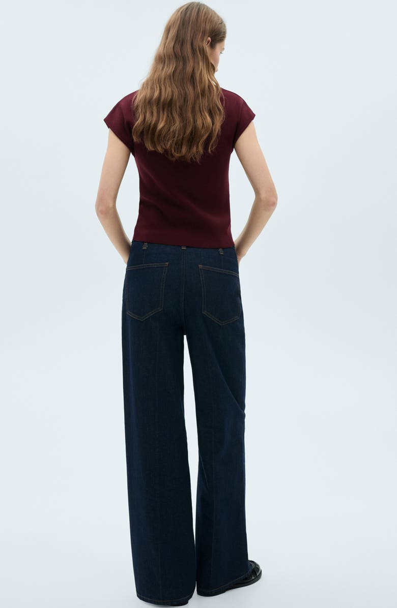 MANGO Perkins Mock Neck Short Sleeve Sweater, Alternate, color, Maroon