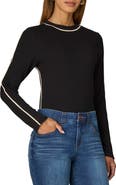Wit & Wisdom Contrast Piping Long Sleeve Rib T-Shirt