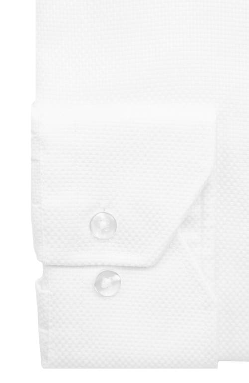 Lorenzo Uomo Trim Fit Basketweave Cotton Dress Shirt In White