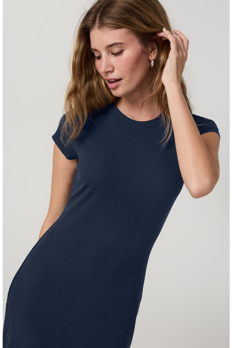 bodycon t shirt maxi dress Ribbed T-Shirt uniform_type:Dress Uniform and a maxi length Aglet Size:4 MM NEW MAEVE ANTHROPOLOGIE BLUE