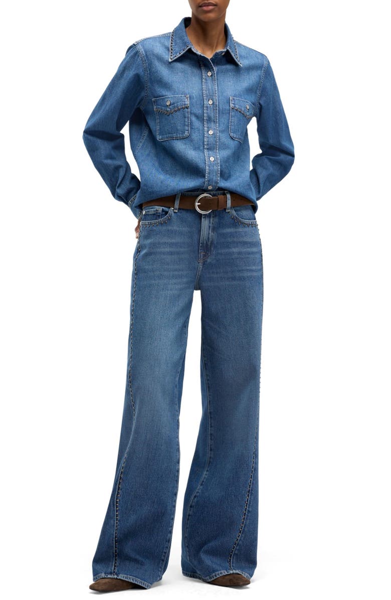 Seven Western Stud Denim Shirt, Alternate, color, Street Wise Wit