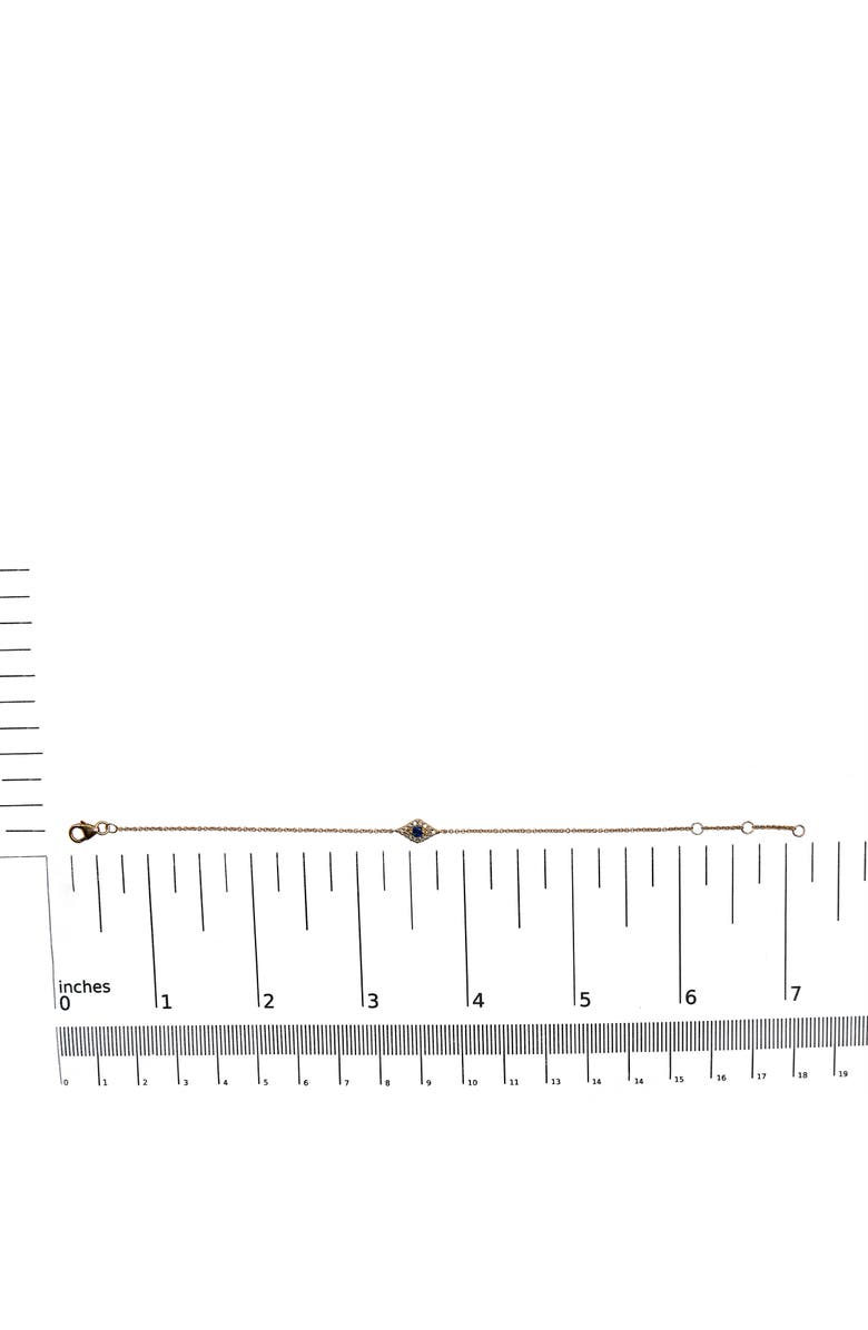 Haus of Brilliance 10K Yellow Gold Blue Sapphire and Diamond Accent Evil Eye Station Link Bracelet, Alternate, color, Yellow