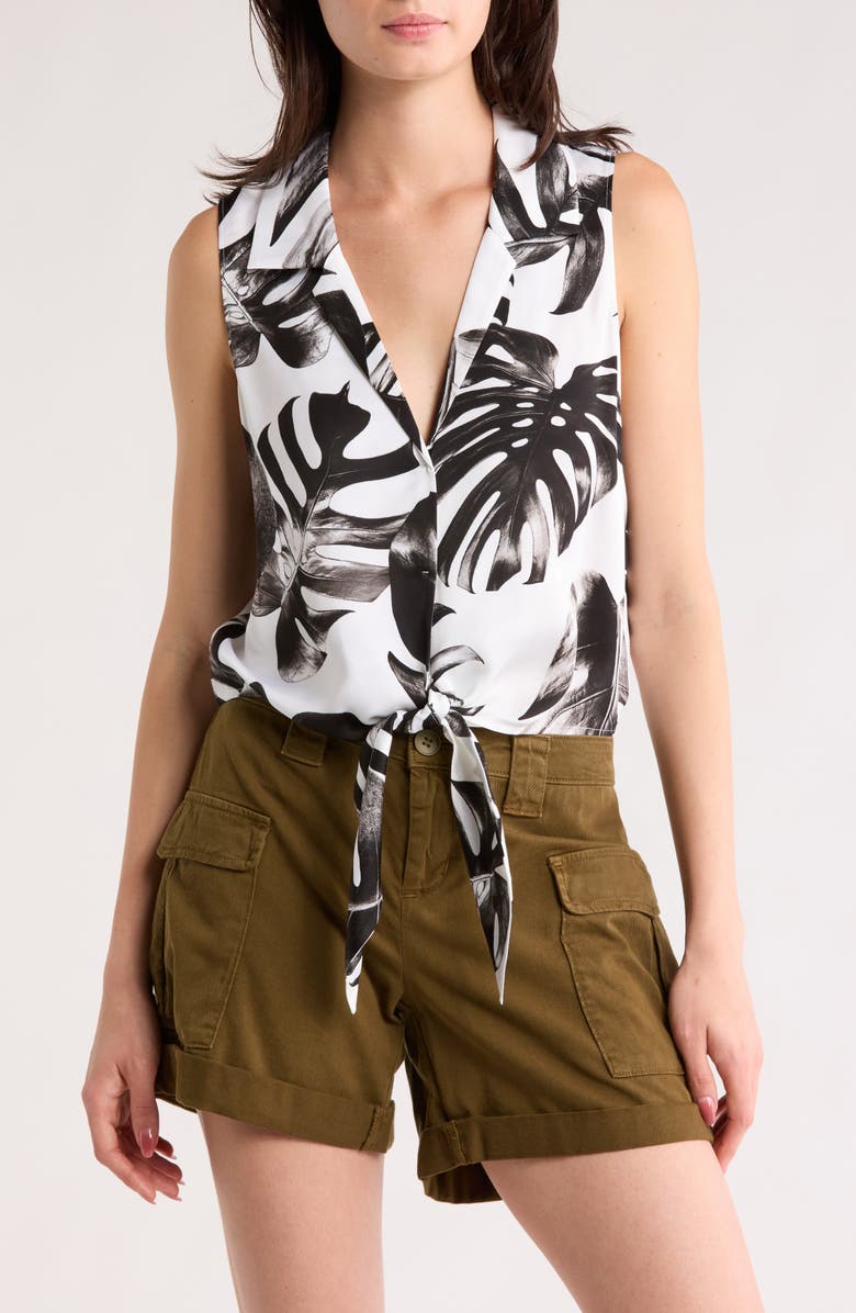 L'AGENCE Amos Sleeveless Tie Front Top, Main, color, 