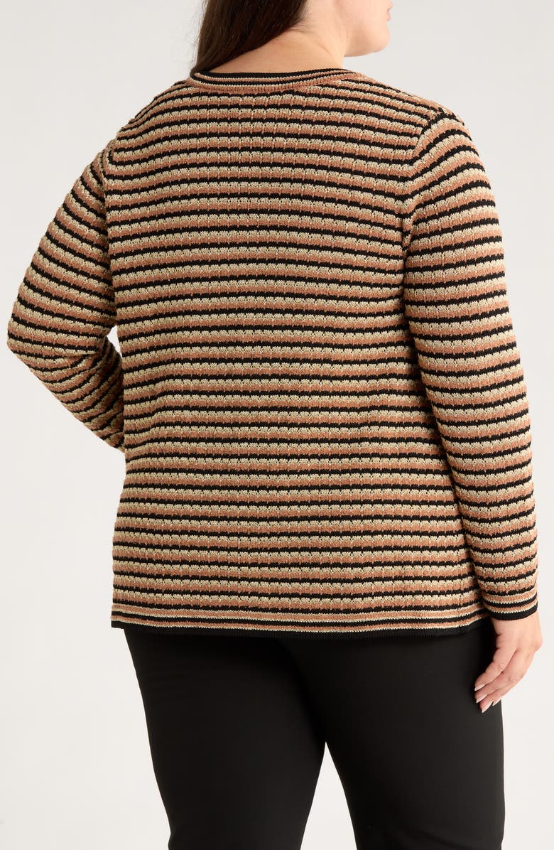 Anne Klein Stripe Kissing Cardigan, Alternate, color, 