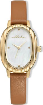 Ettika Timeless Texture Leather Strap Watch