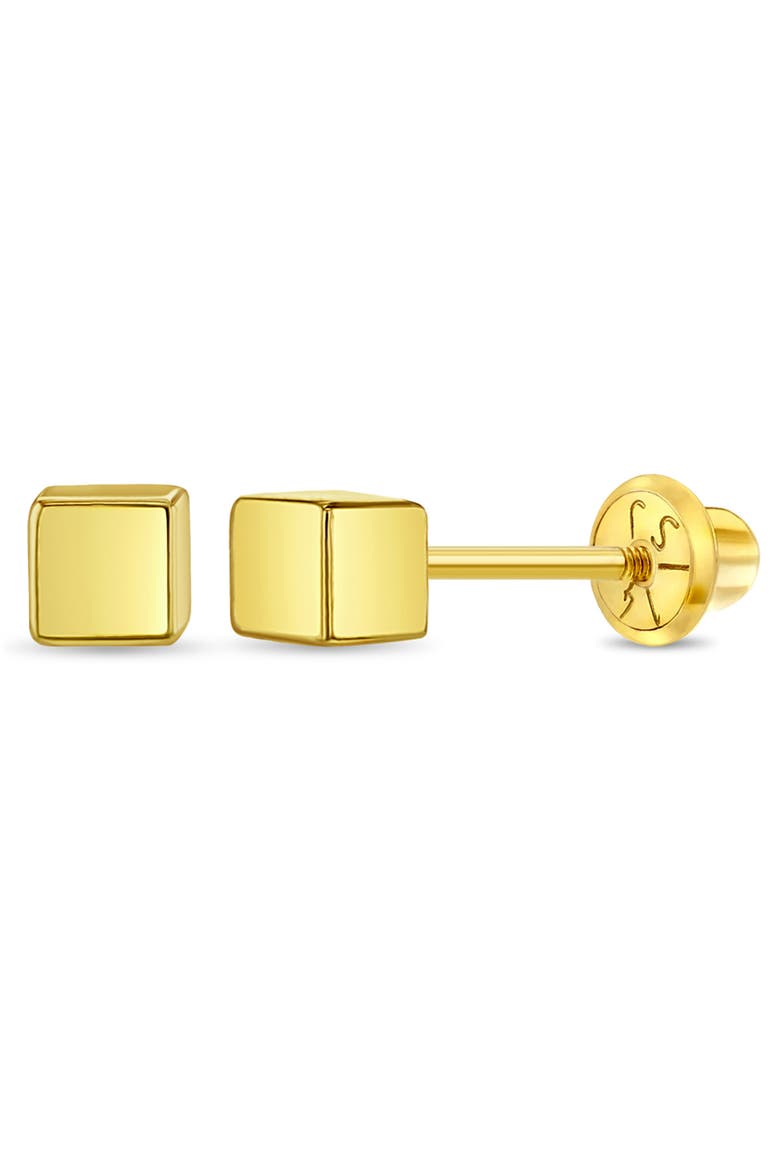 14k Tiny Cubed Earrings, Main, color, Gold