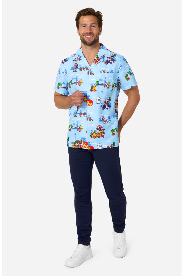 Super Mario™ Camp Shirt, Alternate, color, BLUE