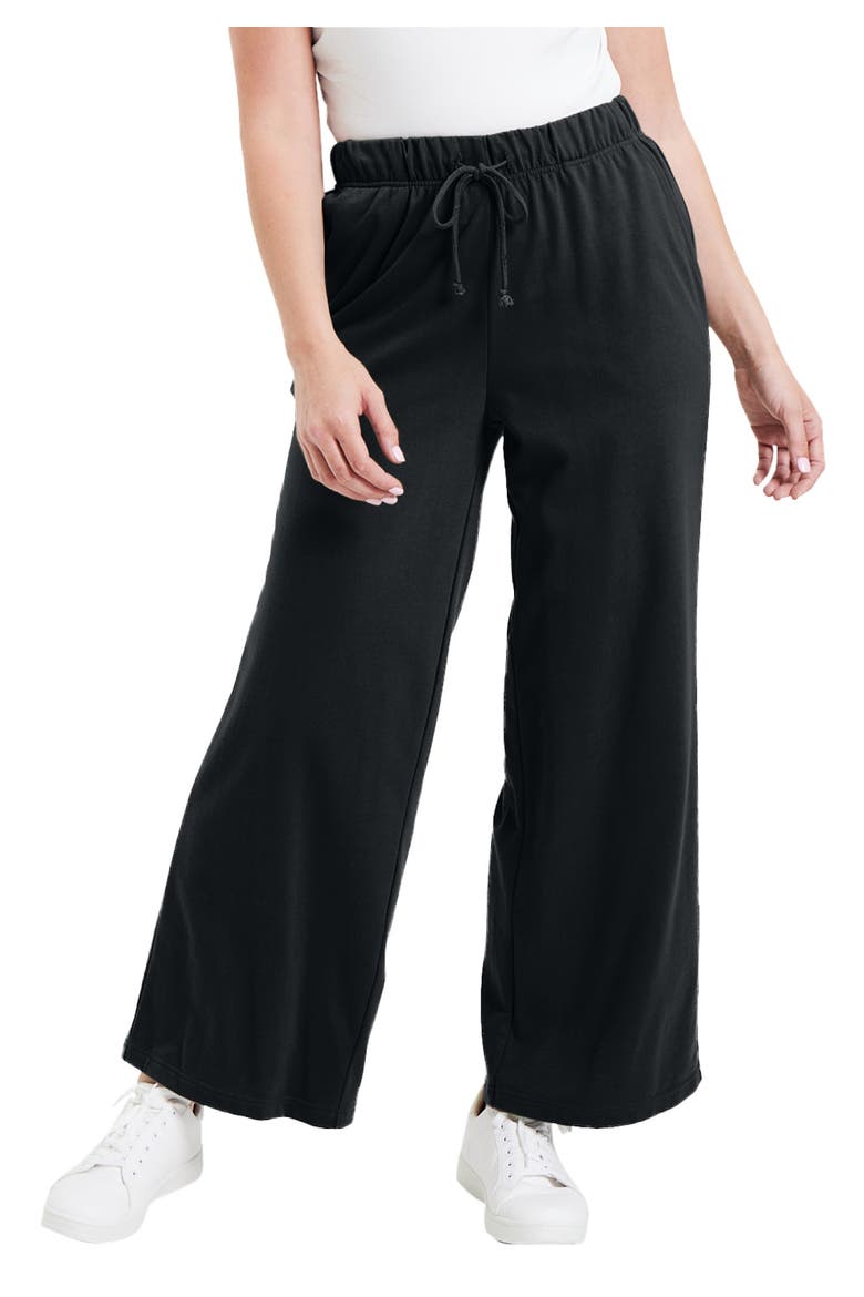French Terry Wide-Leg Pant, Main, color, BLACK