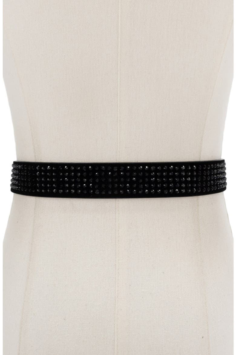 Mayfair Crystal Eagle Suede Belt, Alternate, color, BLACK